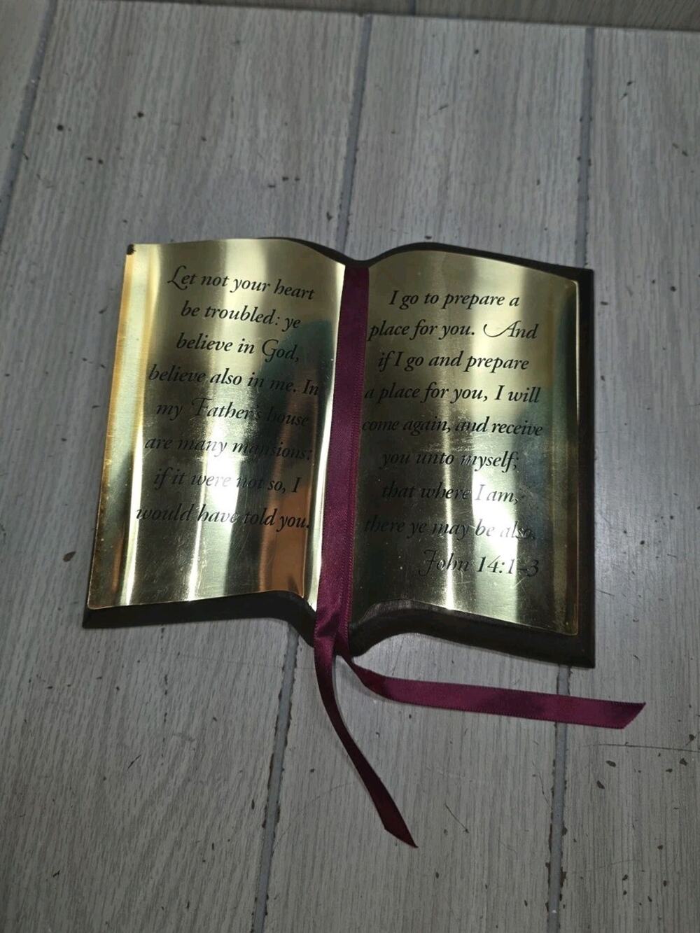 Vtg 3D Home Interiors HOMCO Wood Metal Bible Scripture Wall Plaque John 14:1-3